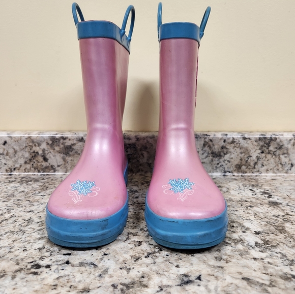 Disney Girls Frozen Anna Elsa Rainboots Flat Heel Rain Boots Size 13/1 - Picture 5 of 9
